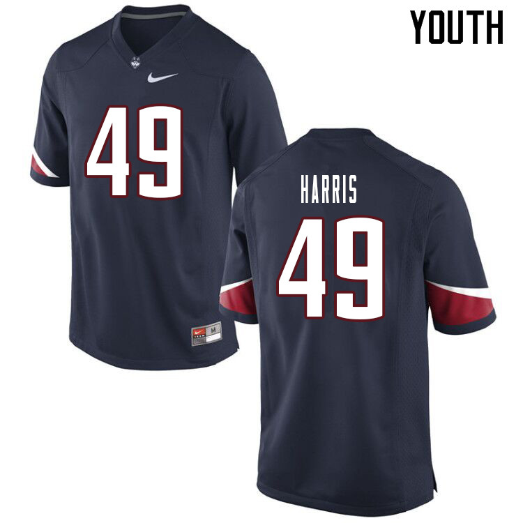 Youth #49 Clayton Harris Uconn Huskies College Football Jerseys Sale-Navy - Click Image to Close